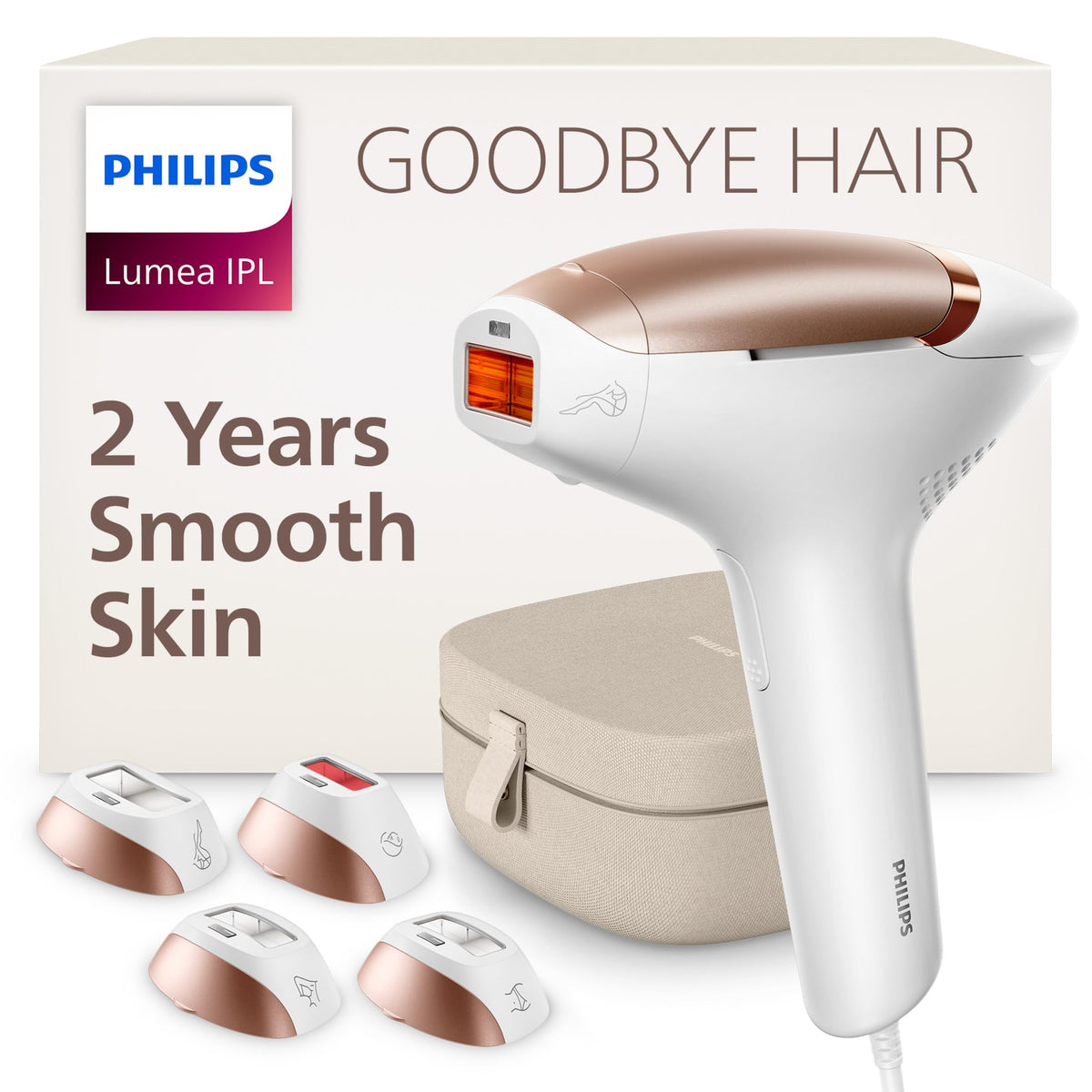 Philips Lumea front view showing sleek design and easy controls, promoting effortless treatments