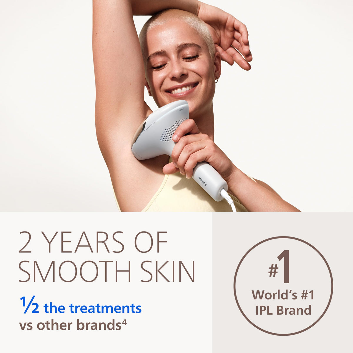 Philips Lumea attachments arranged to display the four curved tools for face, bikini, underarm and body
