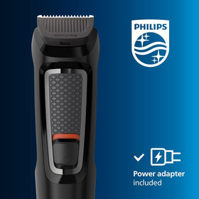PHILIPS Multigroom MG3740 placed on bathroom counter in lifestyle grooming scene