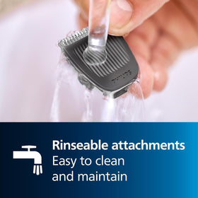 PHILIPS Multigroom MG3740 storage pouch and components organized for travel convenience