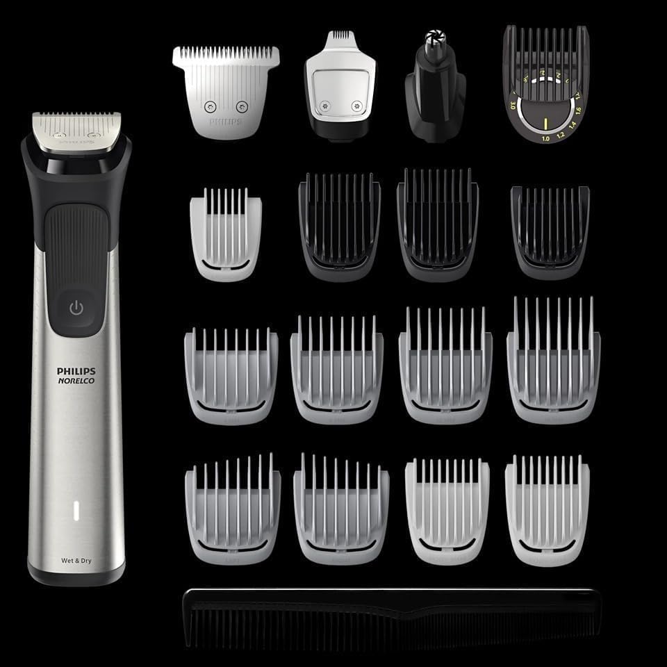 Philips Multigroom held in hand showing size and scale for easy handling