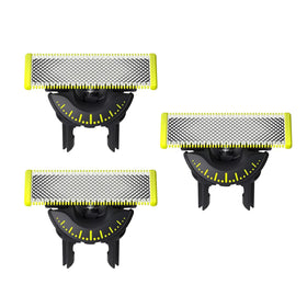 PHILIPS front packaging showing three OneBlade replacement blades and benefits