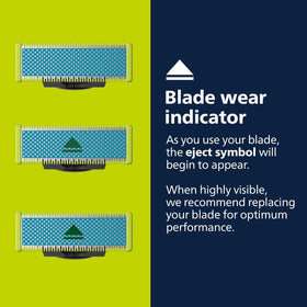 Philips OneBlade blade attached to handle illustrating easy click-on installation
