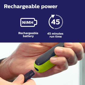 PHILIPS OneBlade QP2520 rinsing under tap illustrating easy cleaning and water resistance