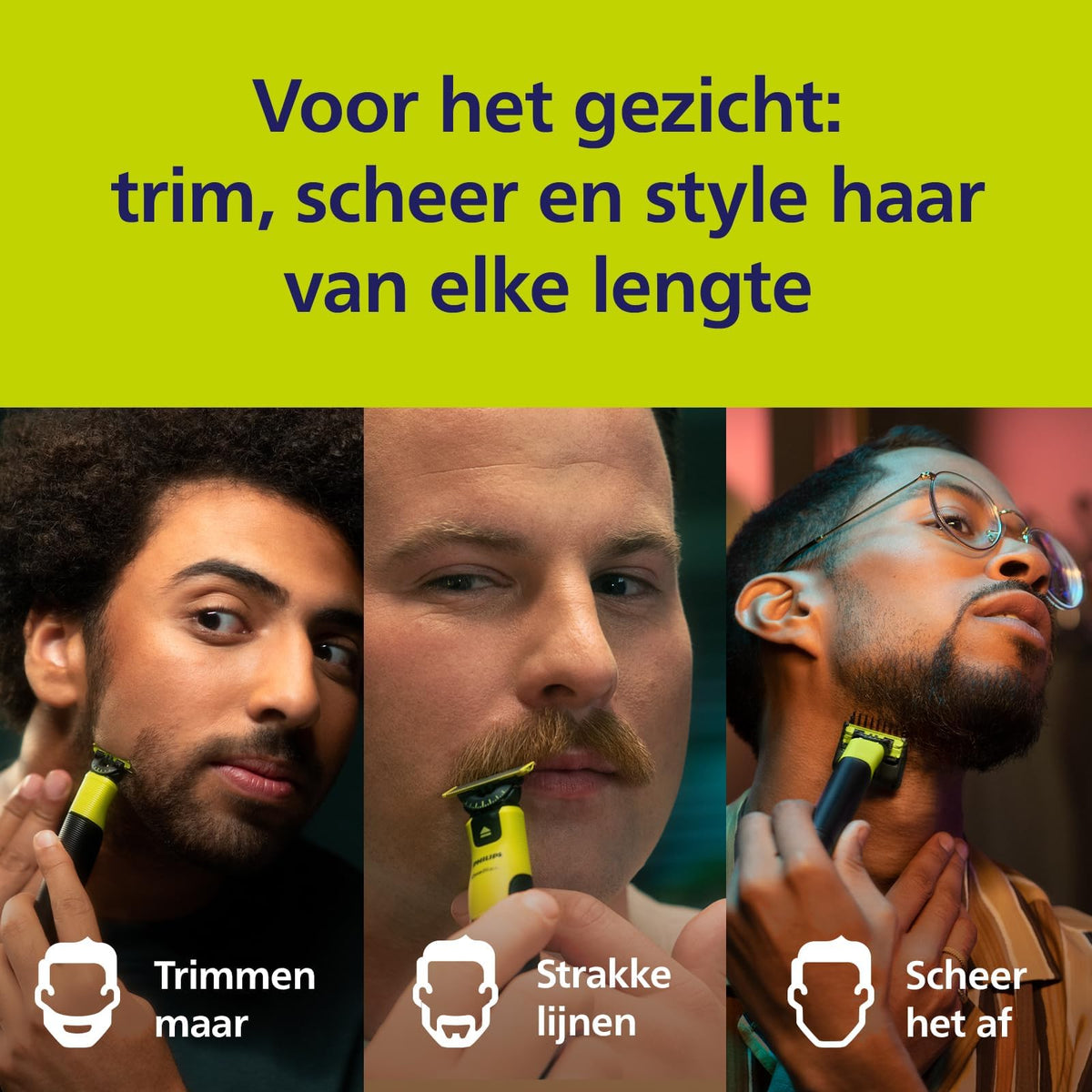 PHILIPS blade flexing 360 degrees to follow face contours for comfort