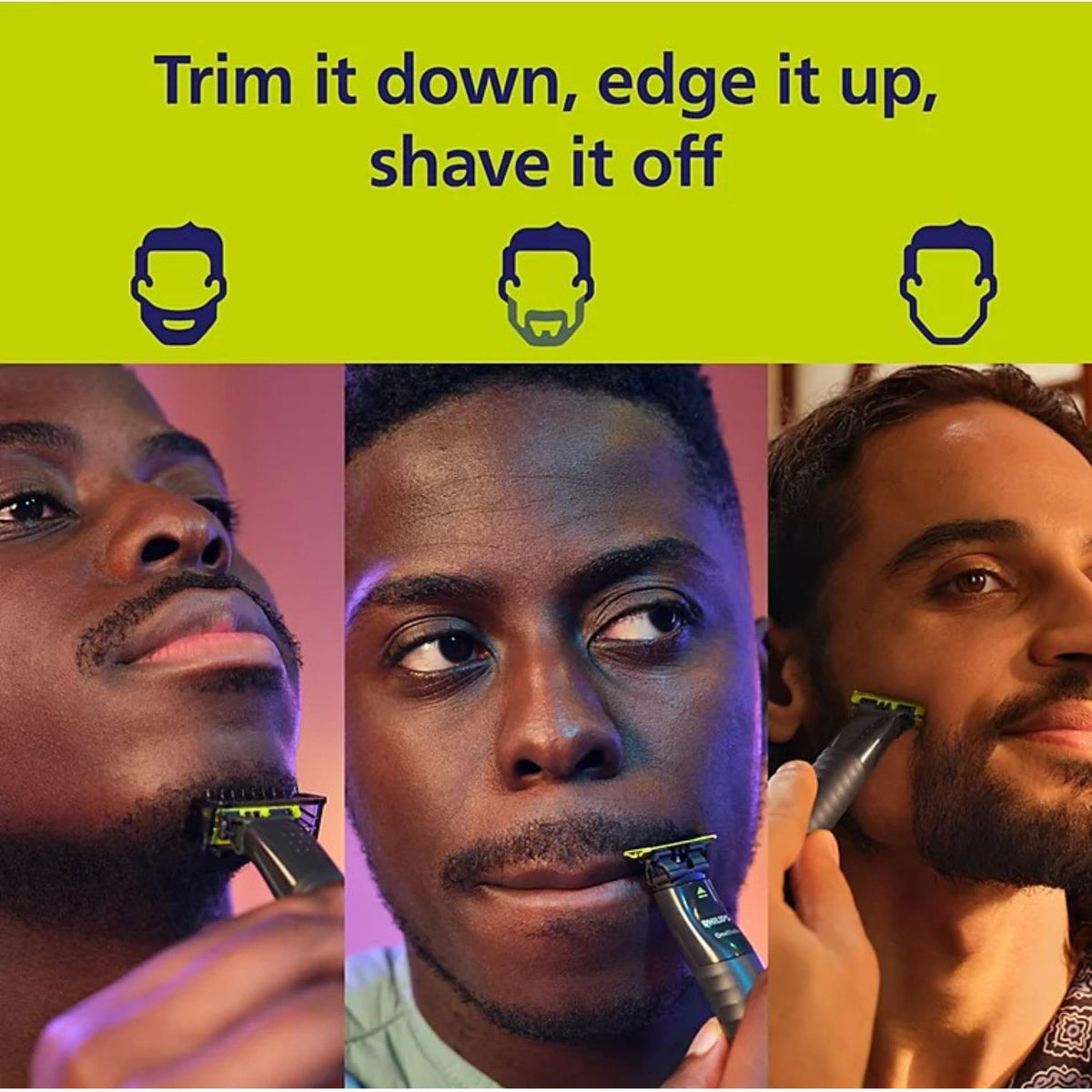 PHILIPS OneBlade rinsed under water illustrating waterproof fast cleaning