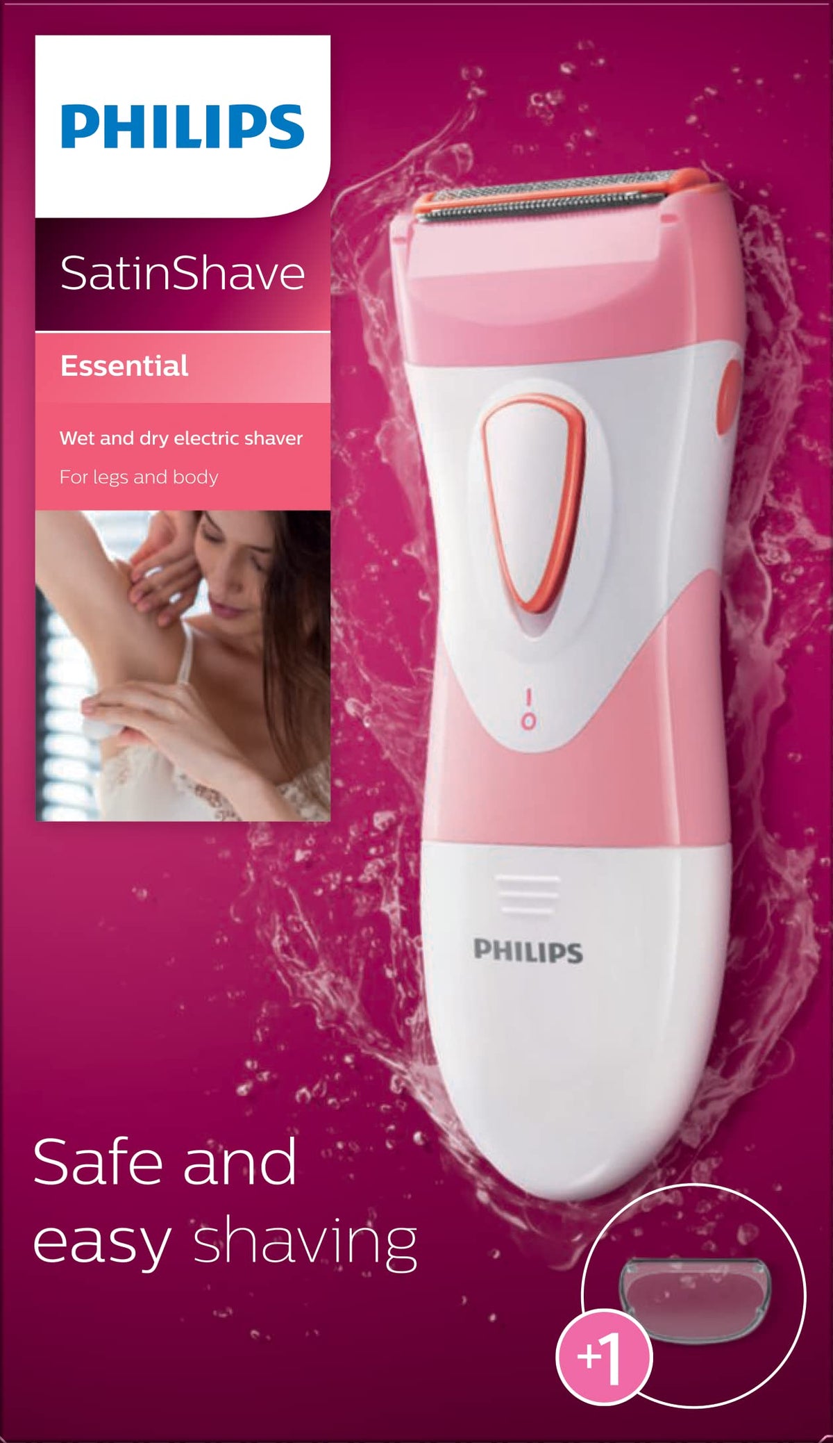 Philips SatinShave open back showing battery compartment for quick AA battery replacement