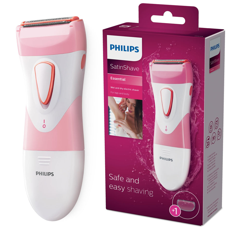 Philips SatinShave front view showing ergonomic shape and easy grip for comfortable shaving
