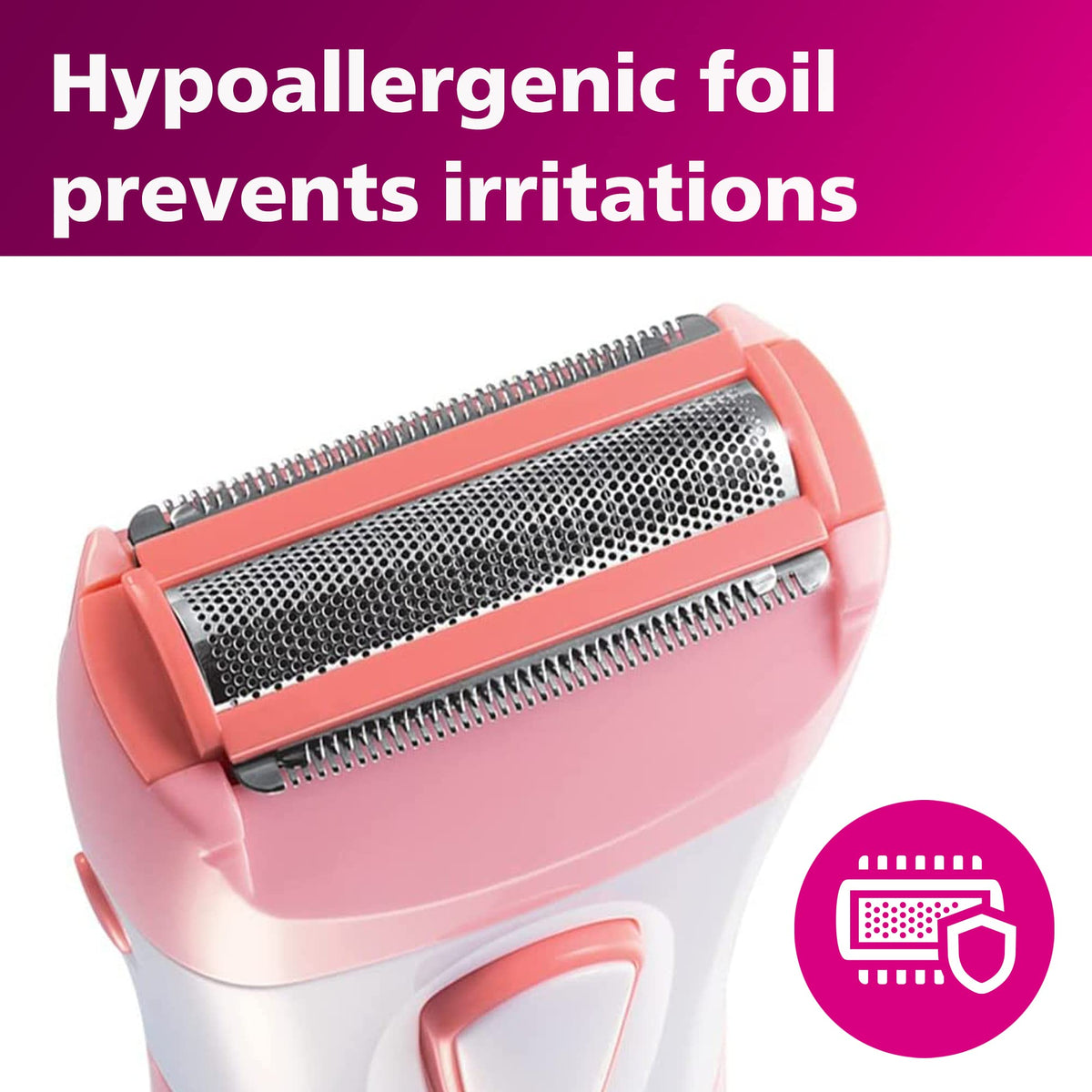 Philips SatinShave held in hand showing compact size and travel-friendly portability