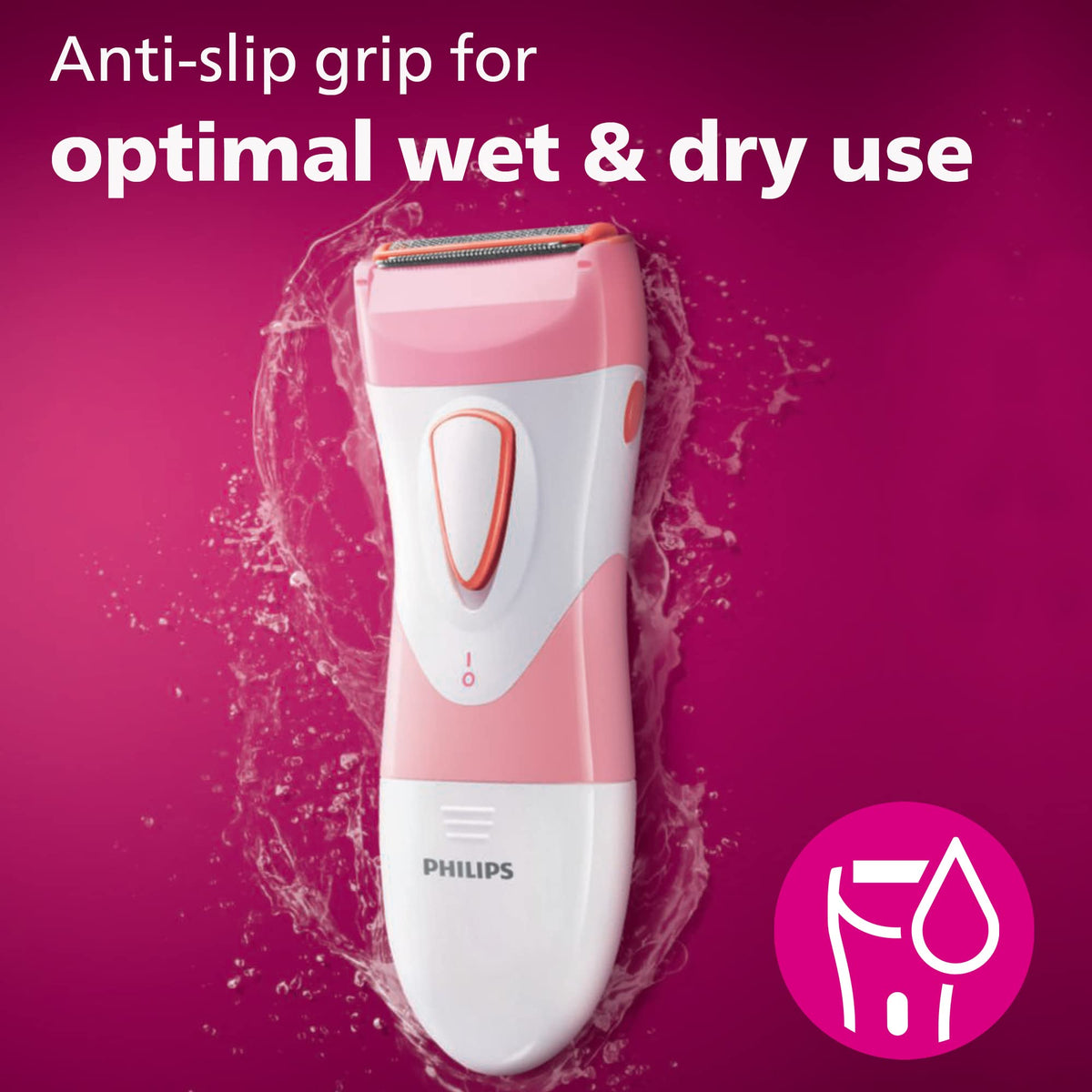 Philips SatinShave being used in shower illustrating wet shaving comfort and convenience