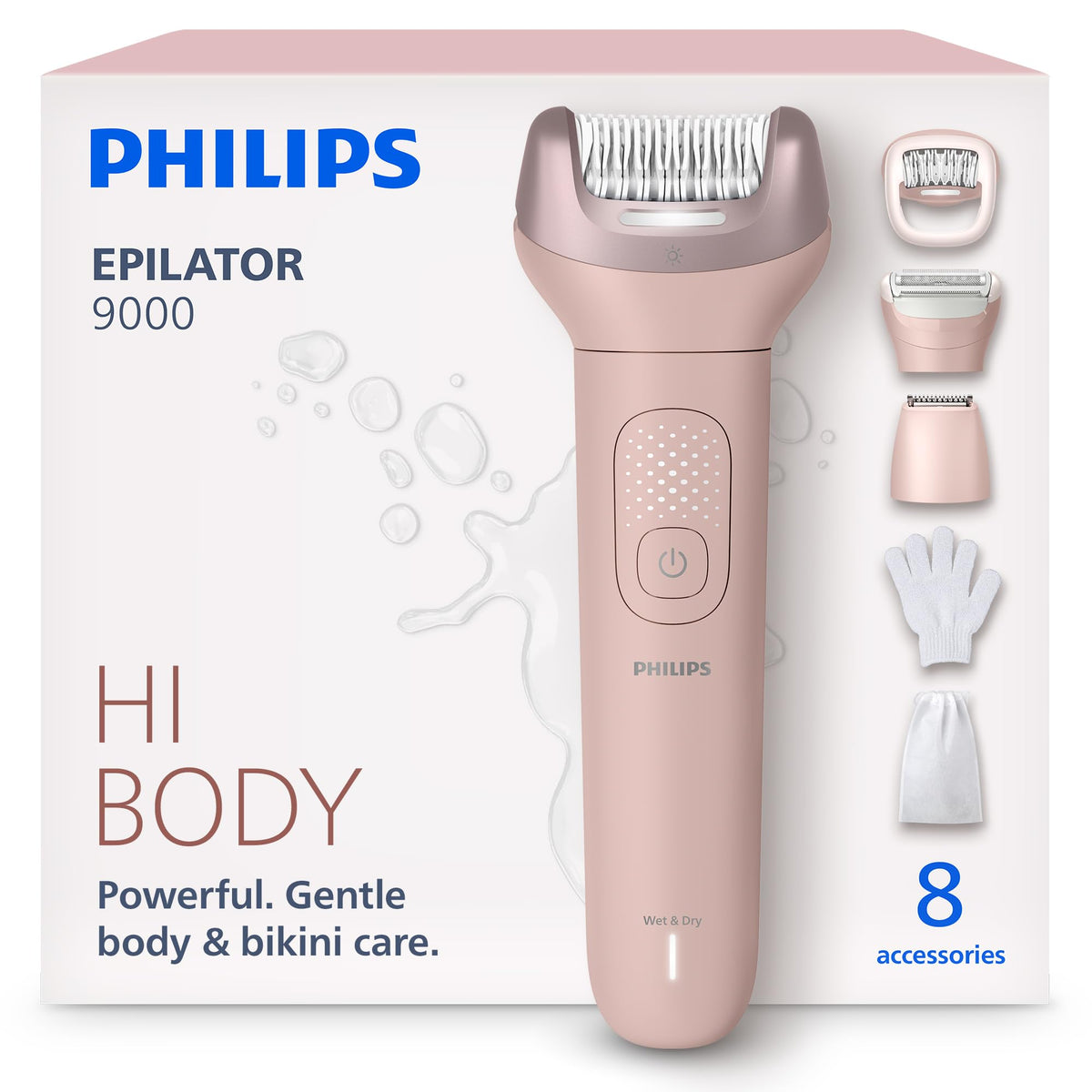 Philips Series 9000 front view showing ergonomic handle and matte finish for secure grip