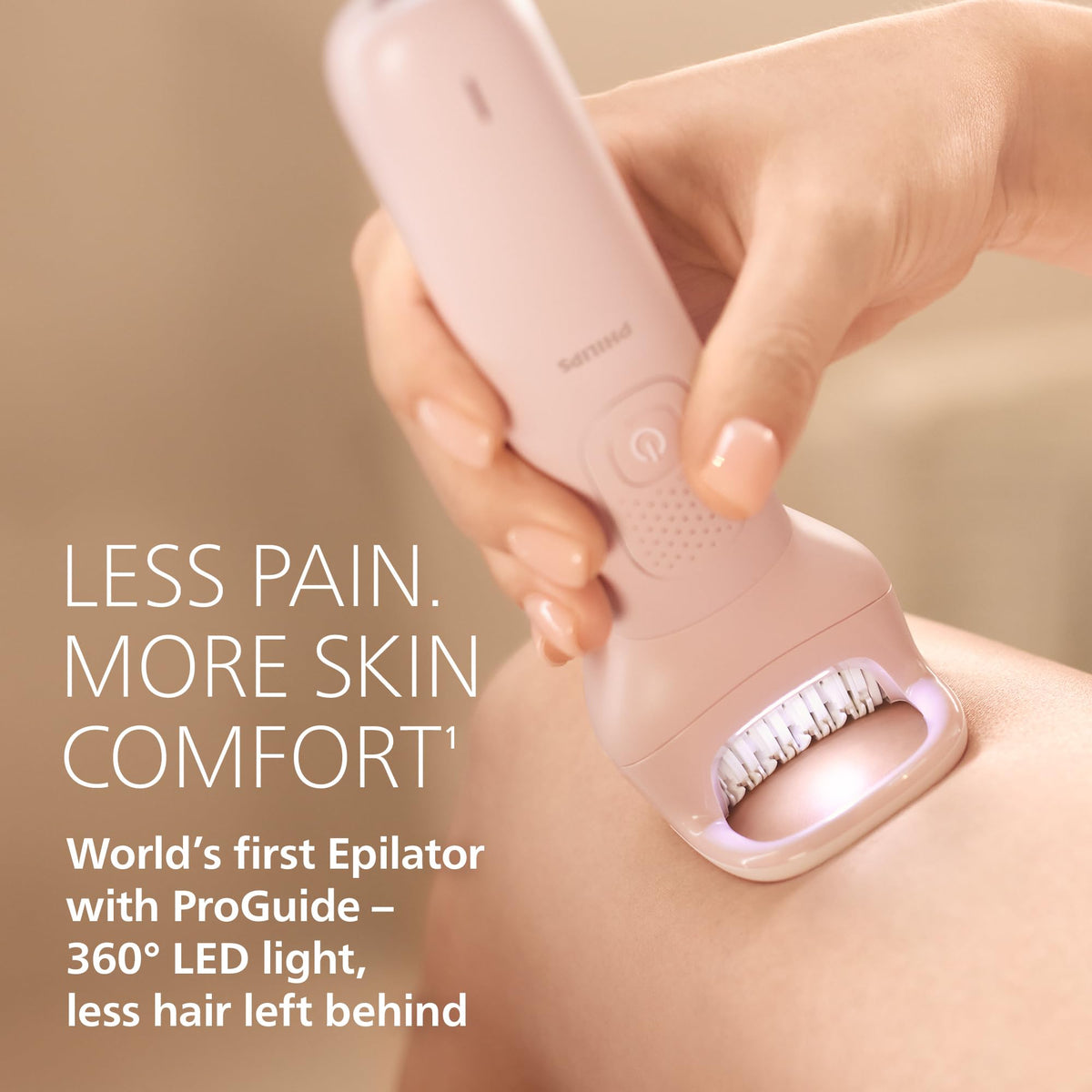 Philips Series 9000 lit 360° LED ring revealing short hairs for efficient removal