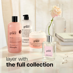 philosophy fragrance poured beside ruler showing 2 fl oz size