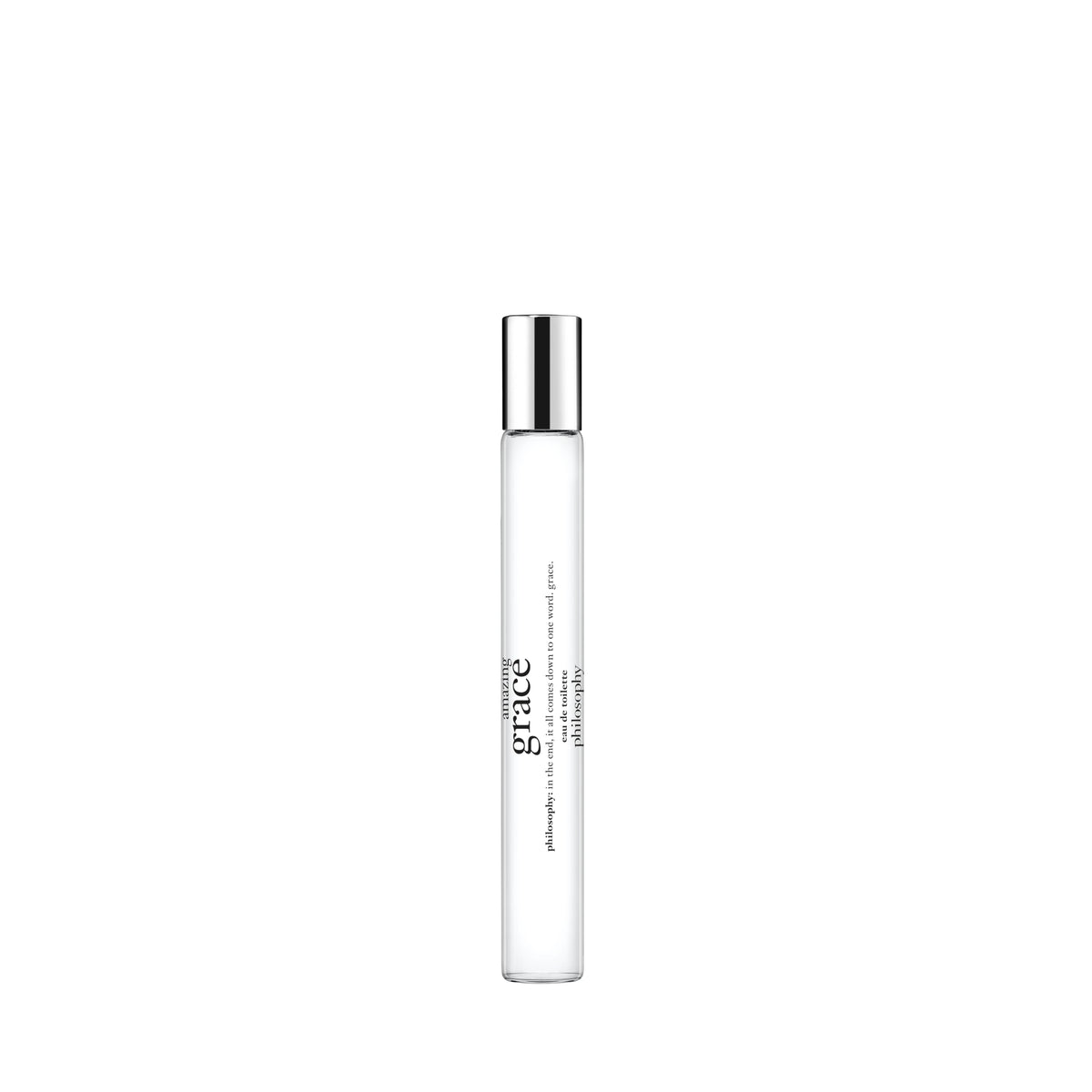 philosophy rollerball front view showing compact bottle and label for easy recognition