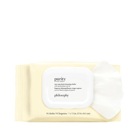philosophy front packaging showing 30-count wipes and easy-open lid benefit quick access
