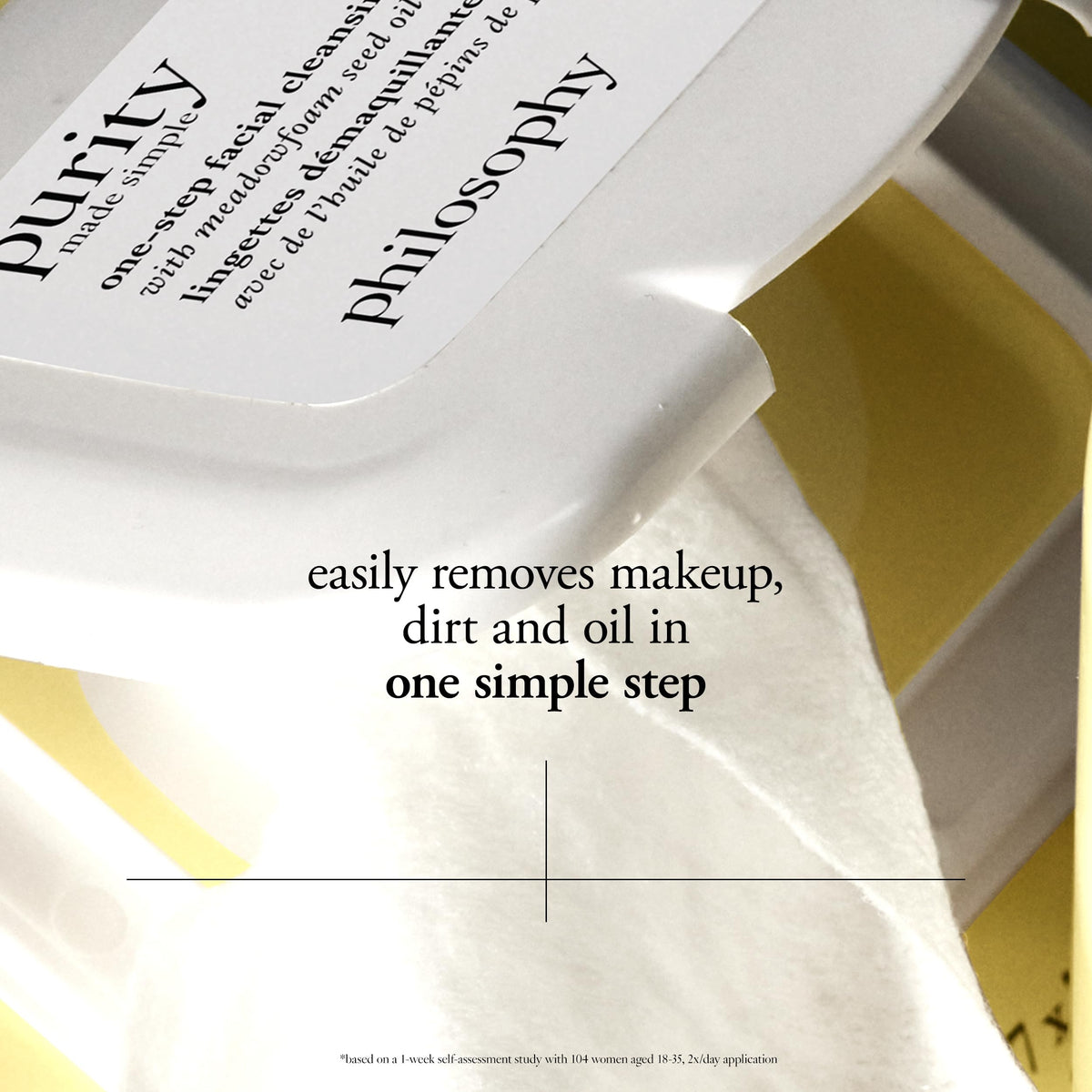 philosophy wipes on bathroom vanity indicating travel-ready convenience and freshness