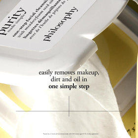 philosophy wipes on bathroom vanity indicating travel-ready convenience and freshness