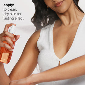 philosophy fine mist spraying to show even coverage and lightweight application
