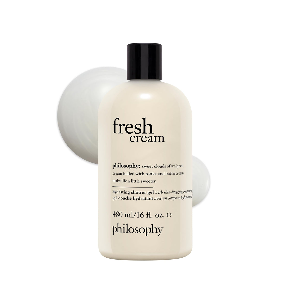 philosophy front bottle showing label and 16 fl oz size, suggests soft hydration