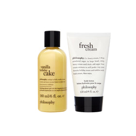 philosophy close-up of vanilla birthday cake shower gel texture to show creamy hydration