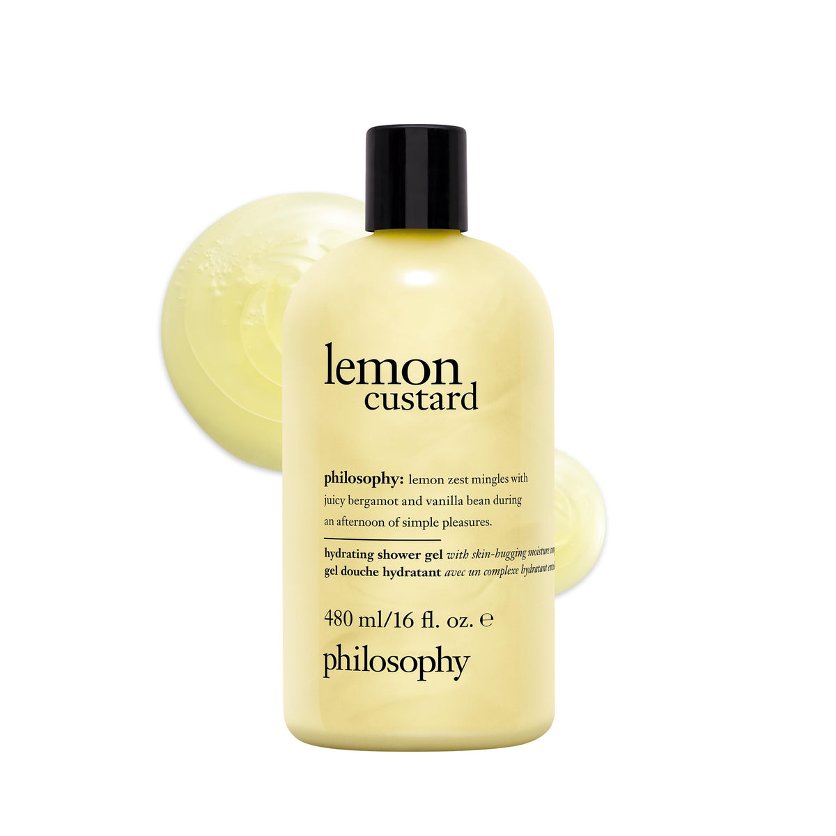 philosophy bottle front view showing label and 16 fl oz size, highlights design