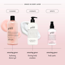 philosophy mist on forearm, hydrating finish and subtle scent boost