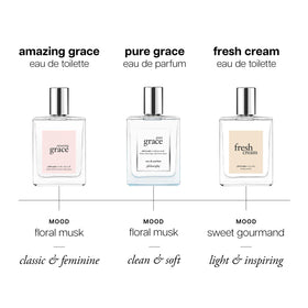 philosophy Pure Grace styled on dresser conveying fresh, everyday elegance