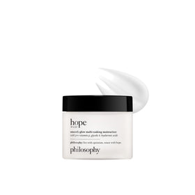 philosophy jar front view showing smooth-glow moisturizer and quick application benefit