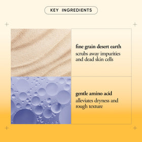 philosophy close-up of fine desert earth texture highlighting gentle exfoliation benefit