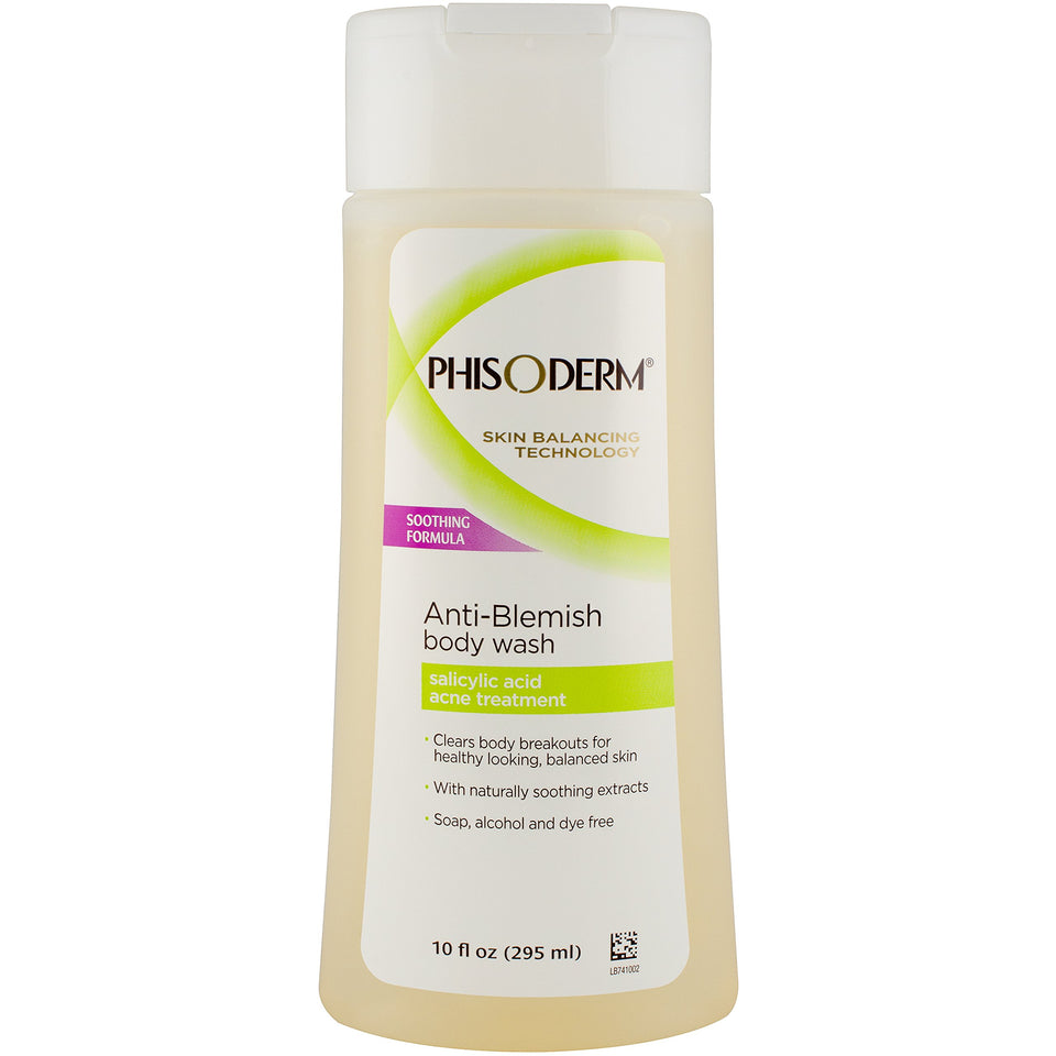 Phisoderm front bottle view showing label and 10-ounce size benefit