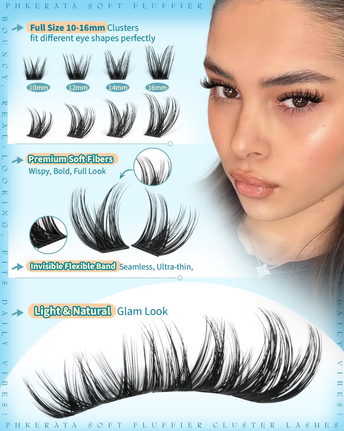 PHKERATA close-up of wispy lash fibers highlighting natural texture