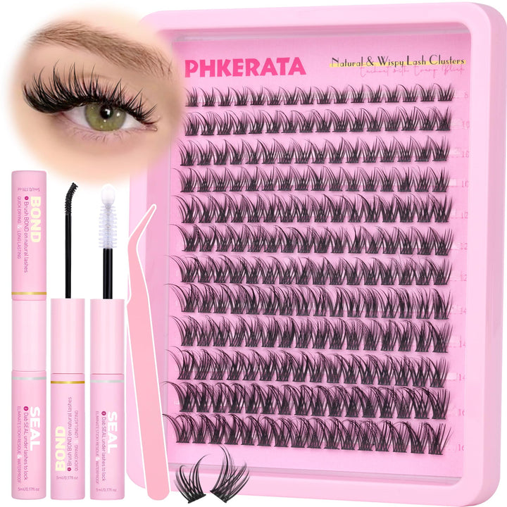 PHKERATA front packaging of wispy cluster kit shows included tools and benefits