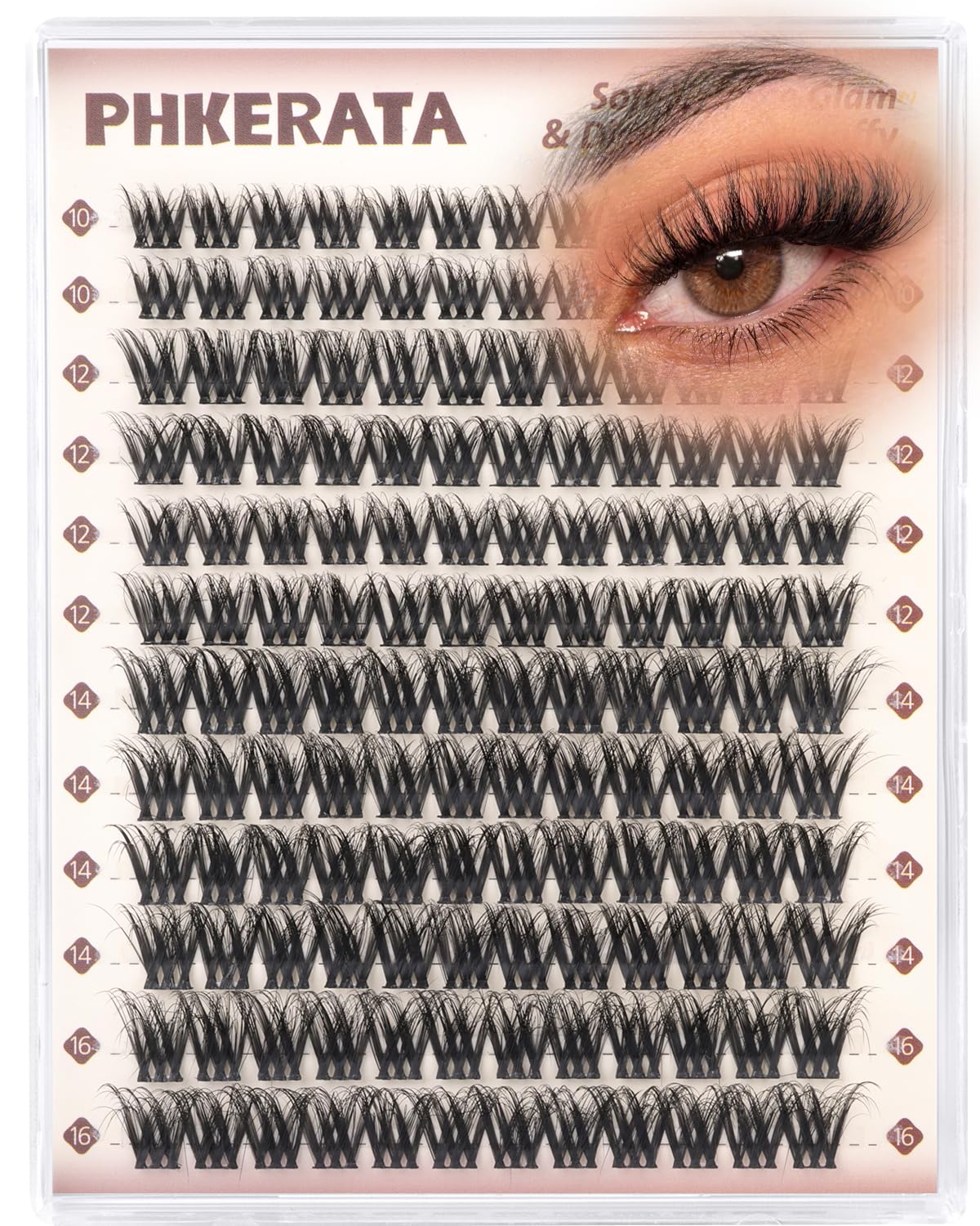 PHKERATA front packaging showing 144-piece cluster set and D-curl benefit