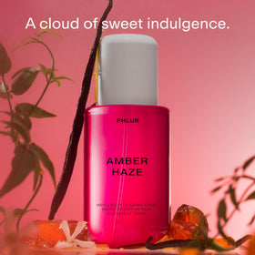 PHLUR Amber Haze back label close-up highlighting ingredient and usage details