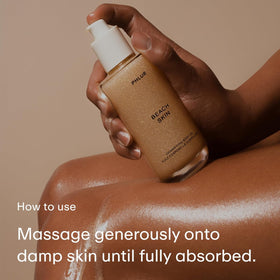 PHLUR being applied to damp skin to boost hydration and absorption