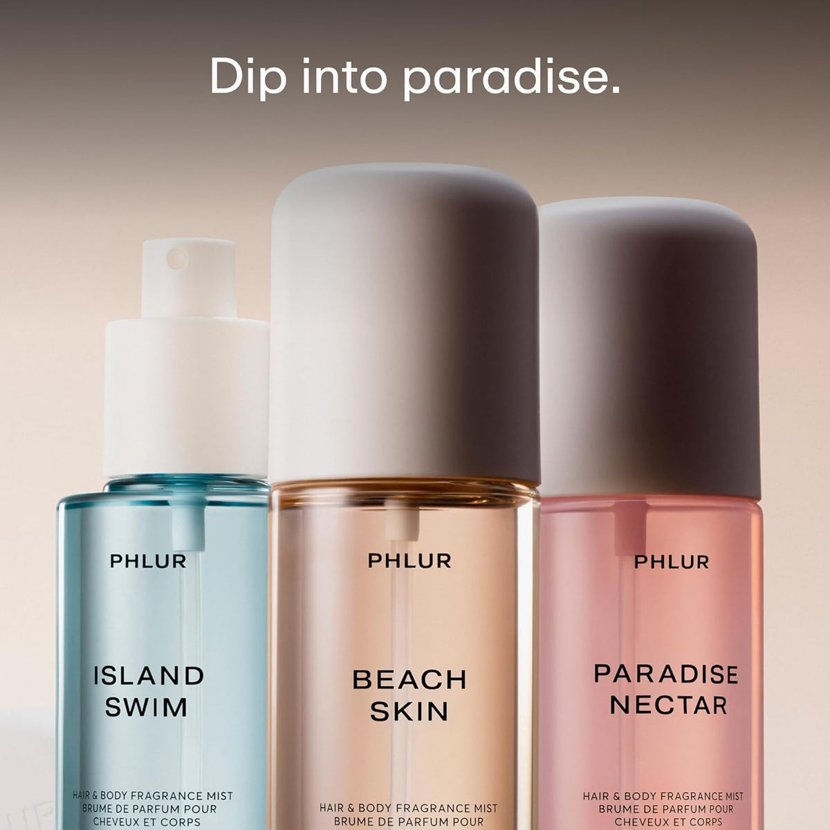 PHLUR Beach Skin close-up nozzle shot demonstrating fine mist for light application