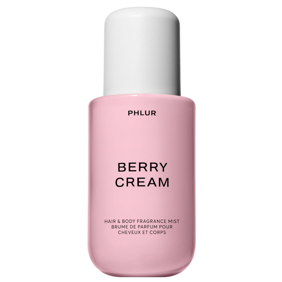 PHLUR front bottle shot showing label and rosy pink glass, showcasing elegant gifting benefit
