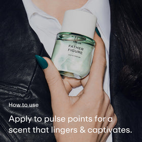 PHLUR packaging label detail showing ingredients and elegant branding