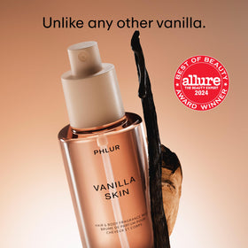 PHLUR close-up atomizer shot highlighting fine mist spray for even, subtle scent