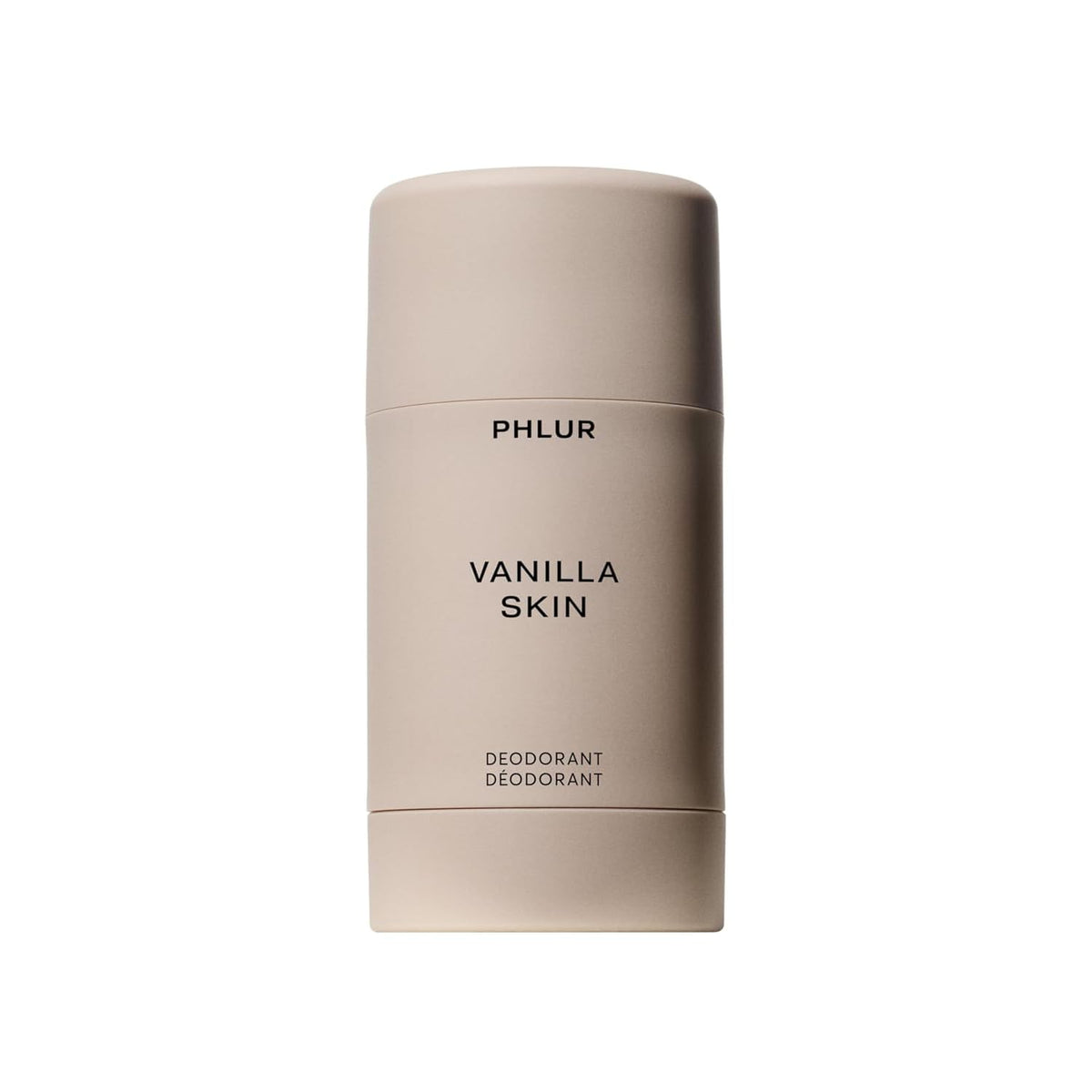 PHLUR front packaging showing the vanilla-scented deodorant stick and elegant label benefit clarity