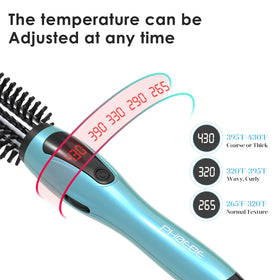 PHOEBE in use curling hair into waves demonstrating quick, smooth results
