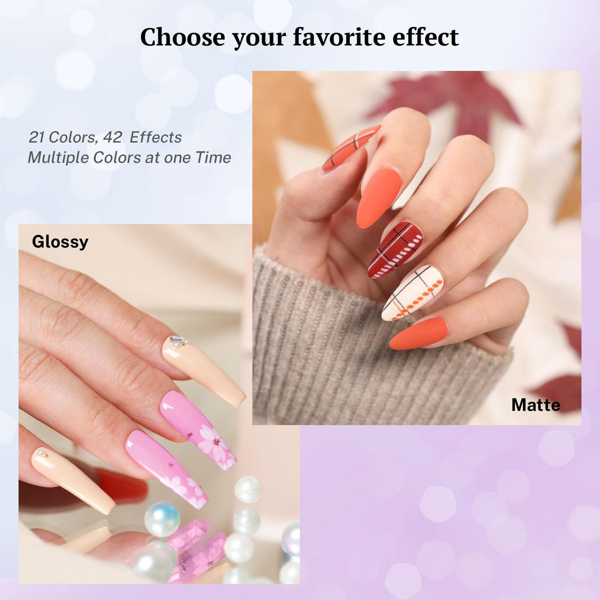 phoenixy model hands with red and gray nails demonstrating salon-quality finish