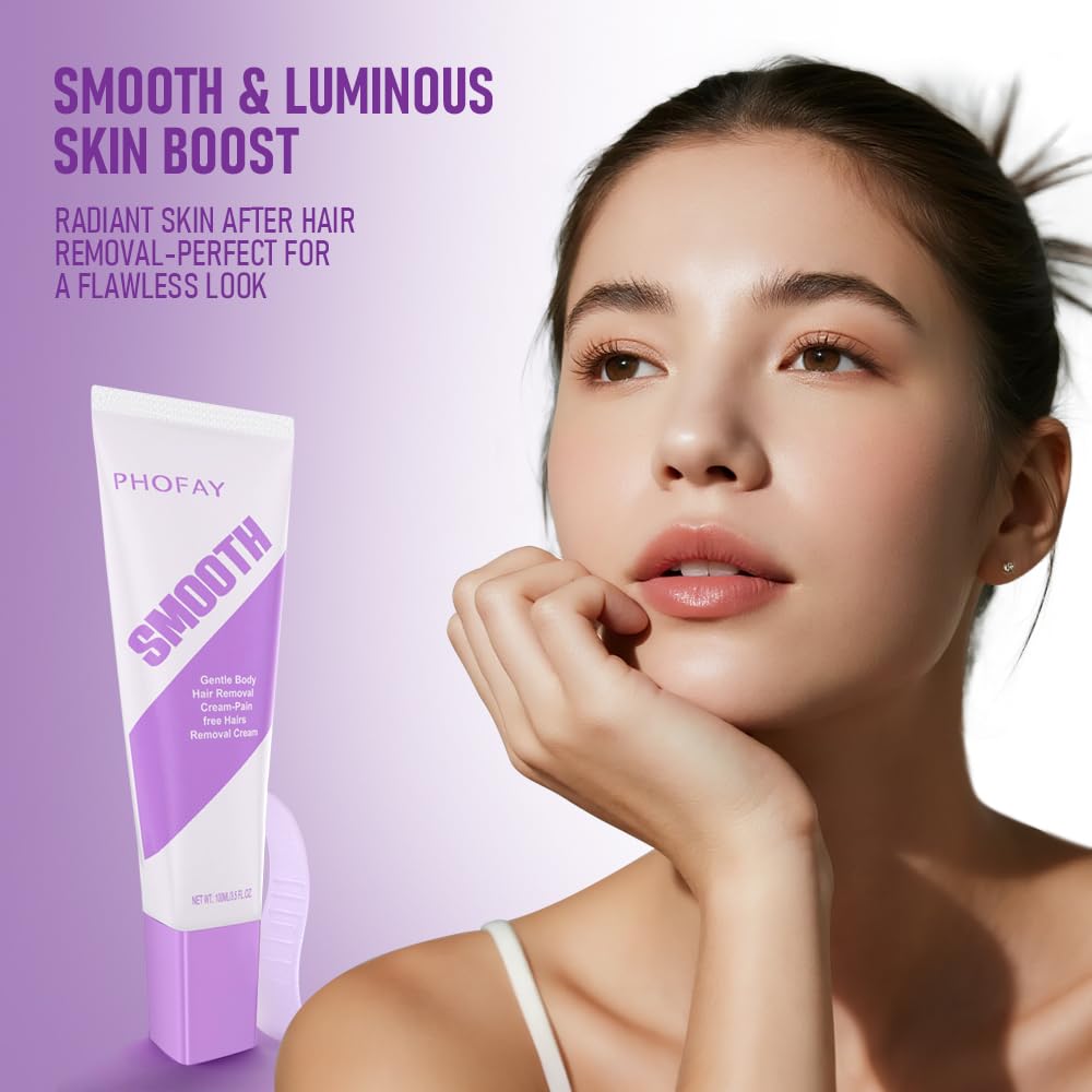 PHOFAY after-use smooth skin shot showing hair-free, hydrated skin and reduced irritation