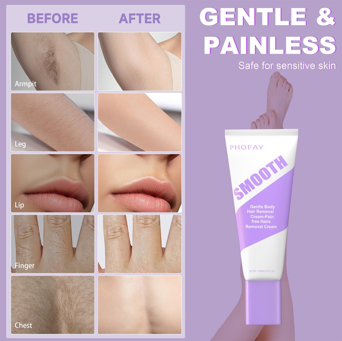 PHOFAY cream texture close-up revealing smooth consistency that spreads evenly and coats hair