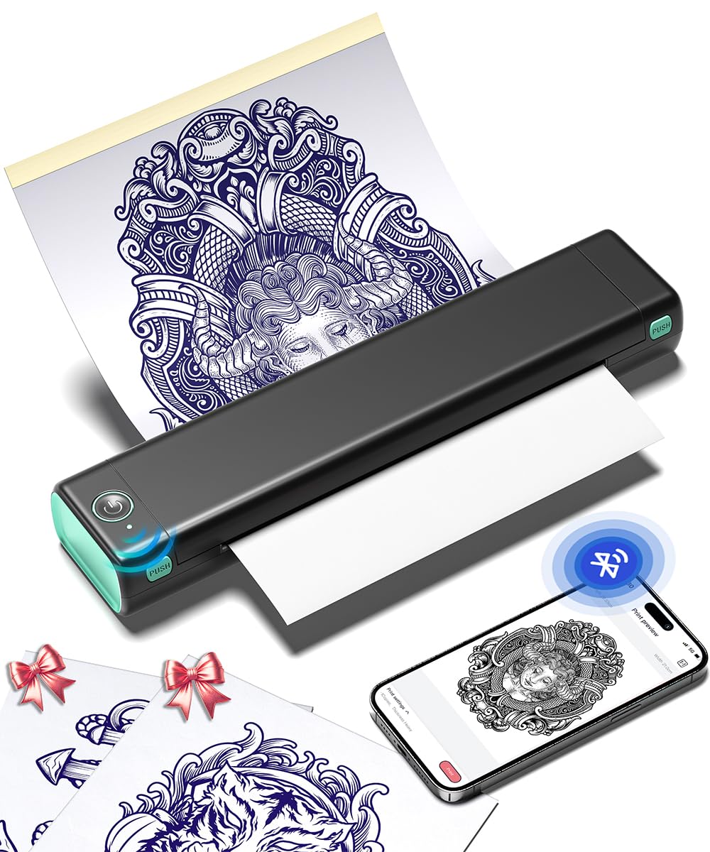 Phomemo front view showing compact printer and clear housing benefit portability