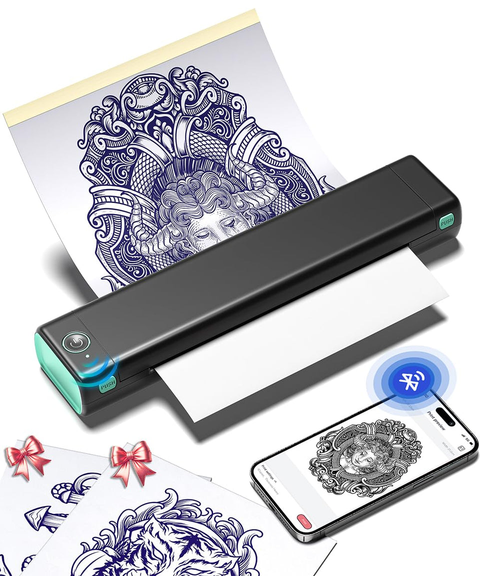 Phomemo front view showing compact printer and clear housing benefit portability