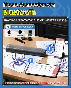 Phomemo M08F open paper loading with transfer sheet for fast setup