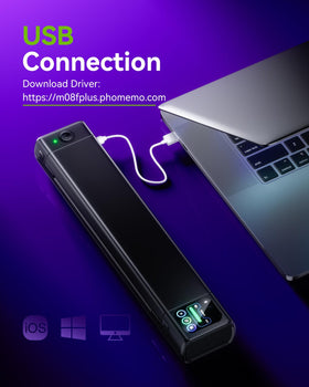 Phomemo connected to phone app demonstrating Bluetooth control and edits