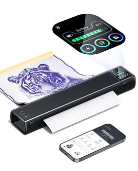 Phomemo M08F Plus front view showing compact design and touchscreen ease