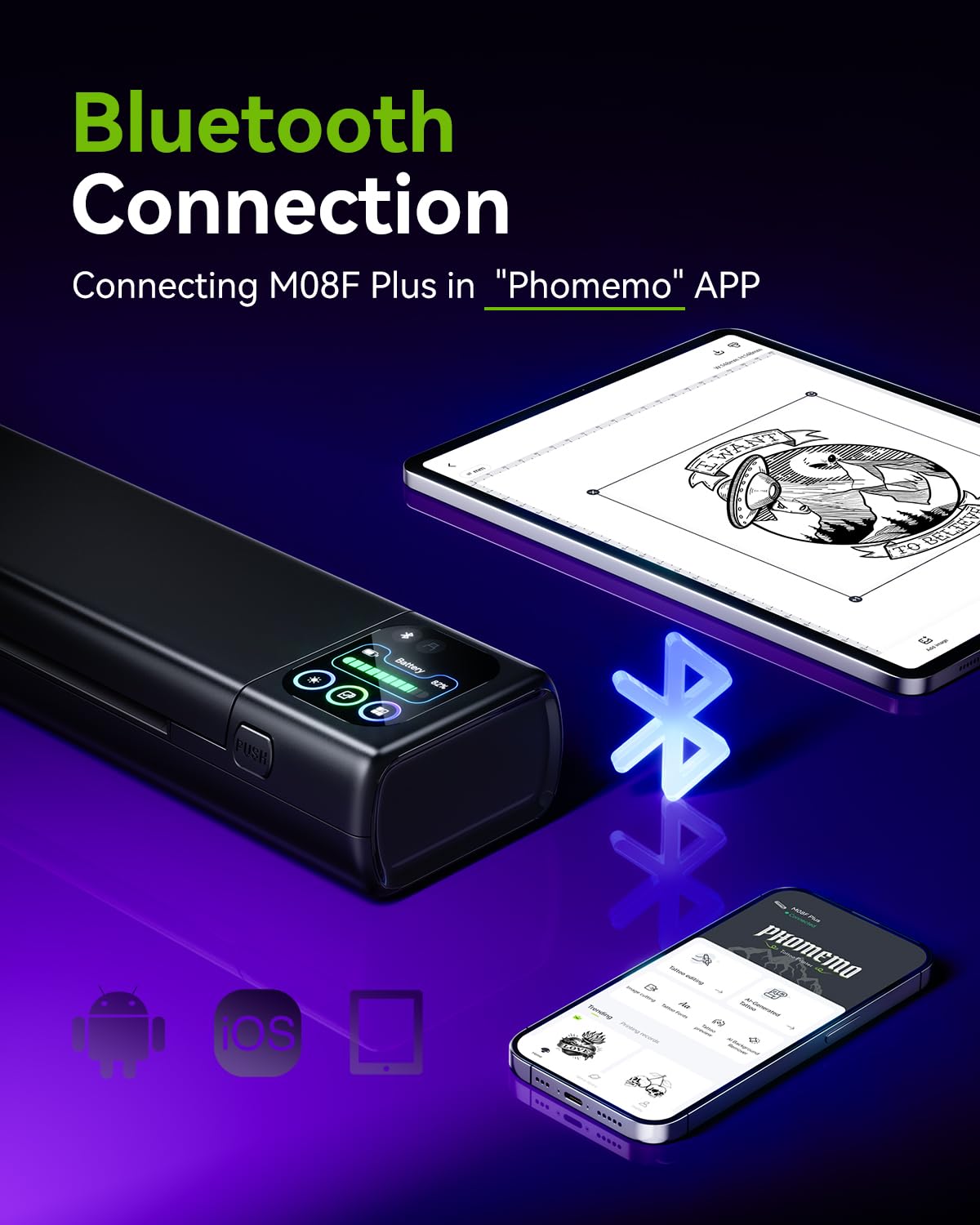 Phomemo detailed stencil close-up showing crisp fine-line accuracy
